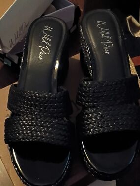 Wild Pair Black Braided Slide Sandals